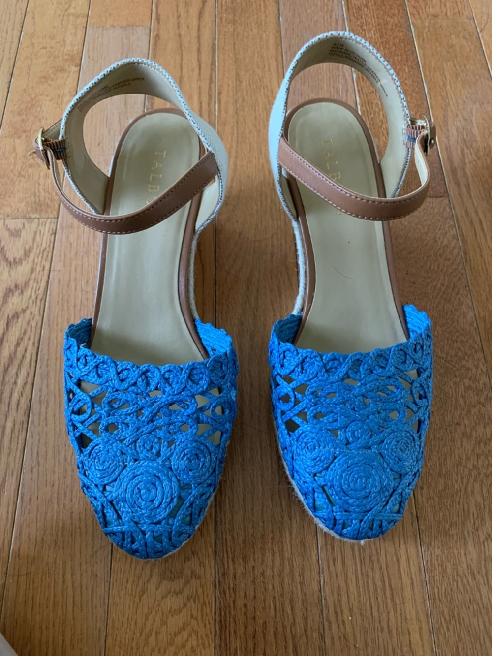 Talbots Blue Crochet Espadrille Slingback Sandals Size 8.5 Like New